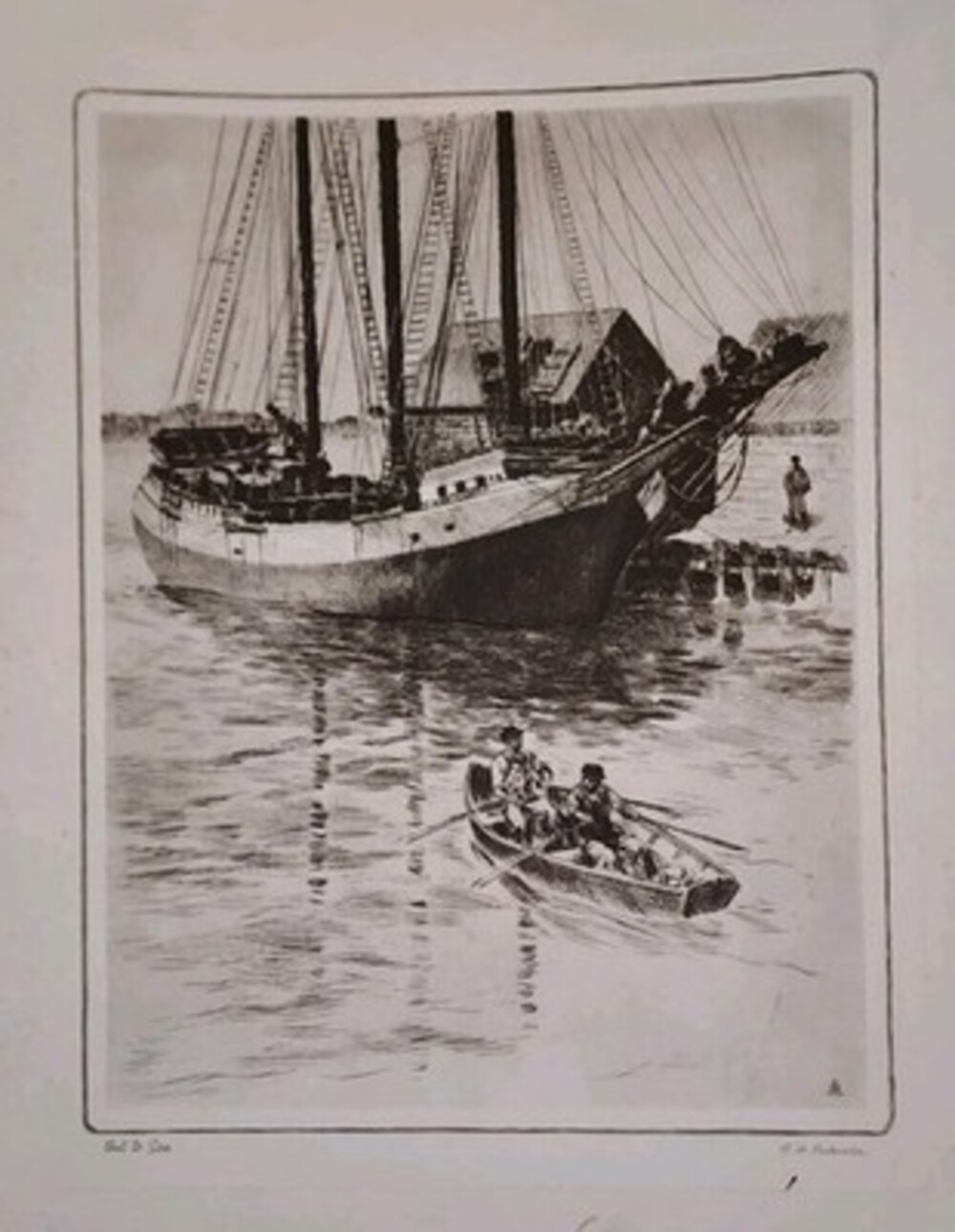 Out to Sea Unframed 16" x 12" Aquatint Etching Print by R. H. Palenske